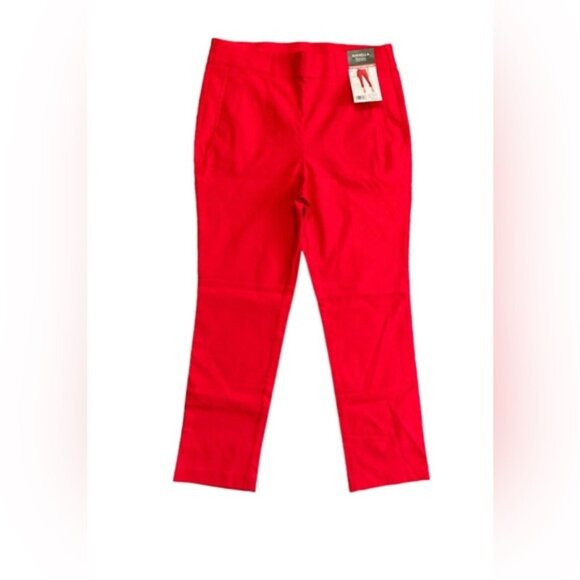 RAFAELLA Stretch Pull On Elastic Waist Ankle Pant size 12 True Red - Picture 1 of 4
